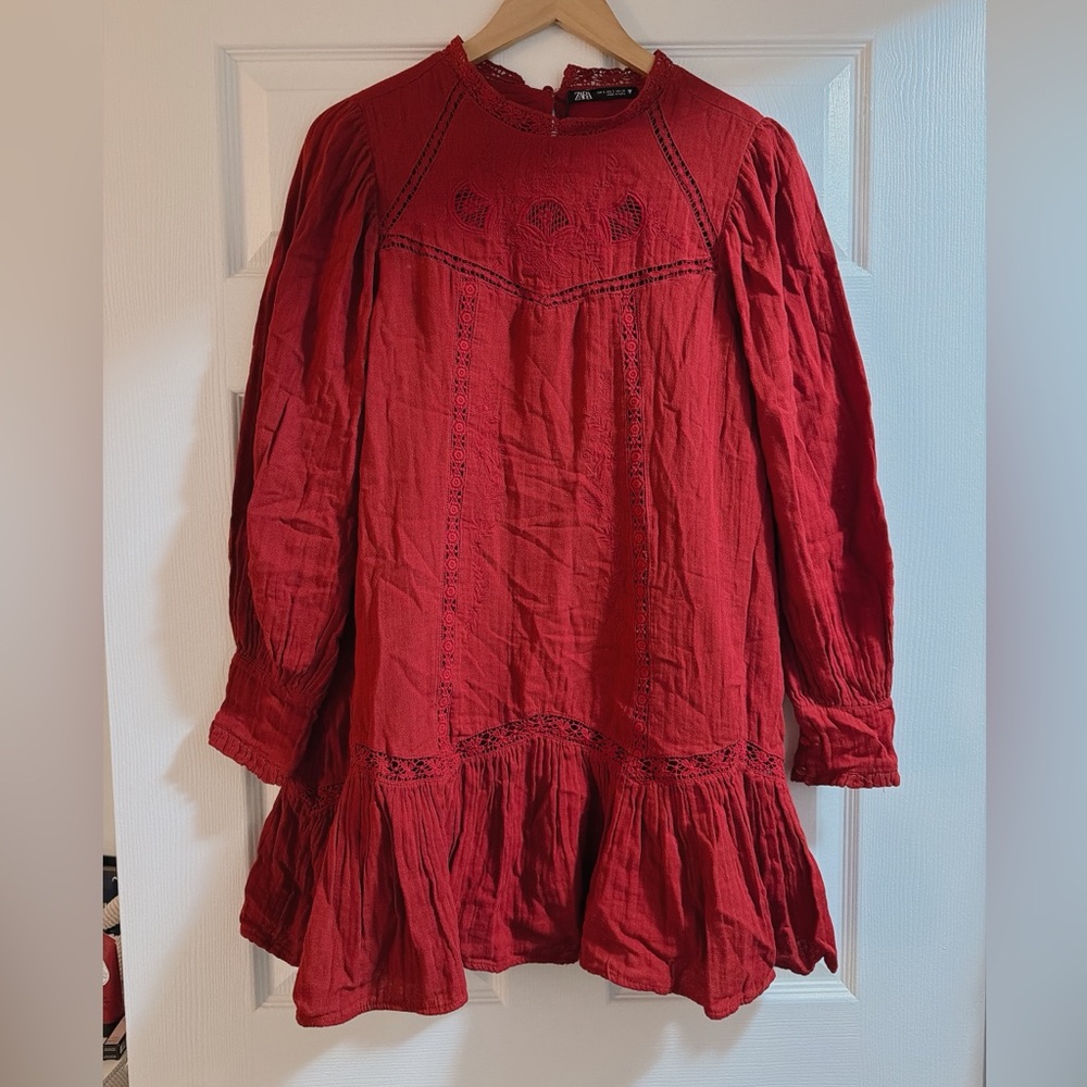 Zara Women Red Casual Dress